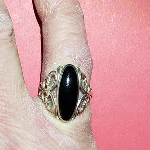 Vintage Black Onyx Marquee Ring